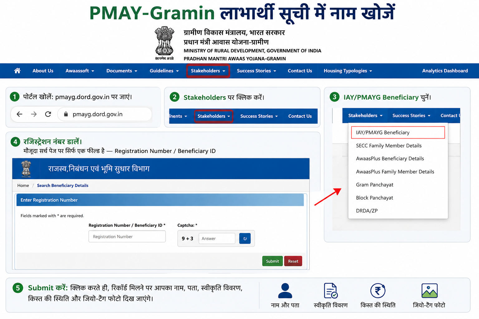 PMAY-G Stakeholders IAY beneficiary search page pmayg.dord.gov.in